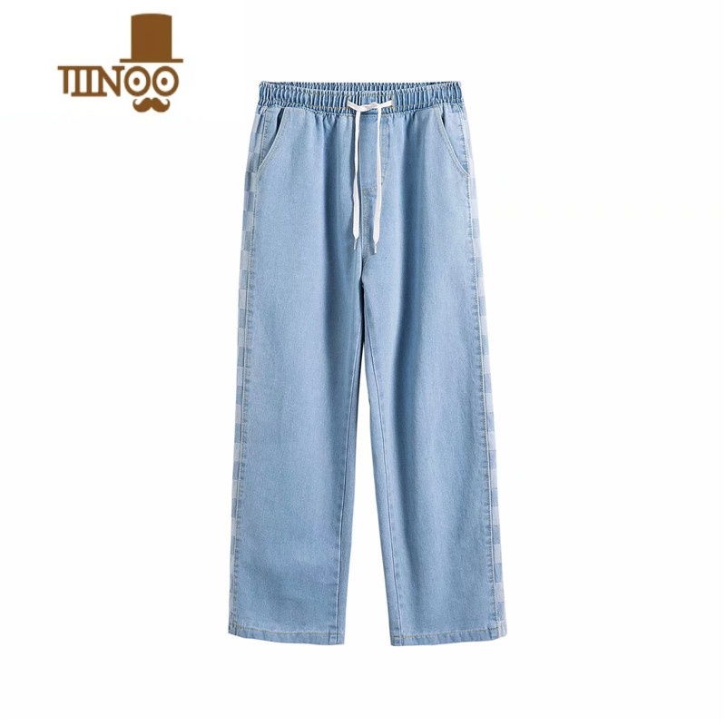 YANXU夏季潮牌宽松直筒九分牛仔裤男百搭阔腿休闲长裤日系潮流裤系高清大图