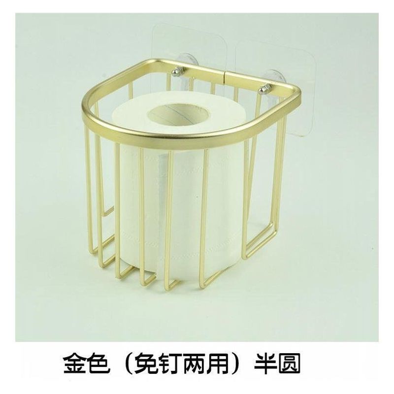 卫生间金色卷纸器免打孔卫生纸架厕纸盒厕所纸巾筐厕纸收纳纸巾篓