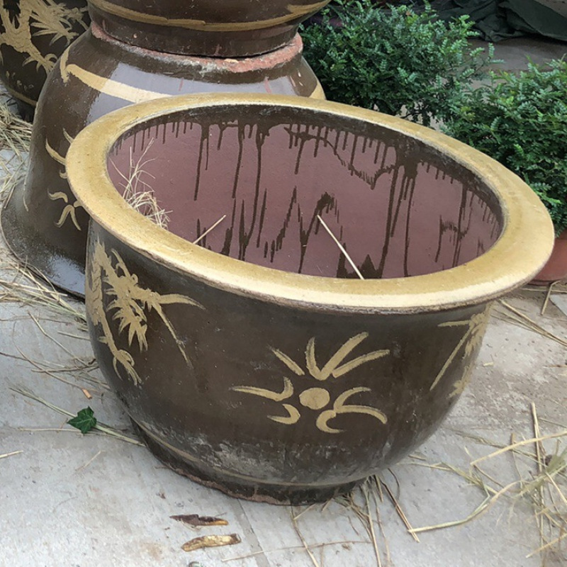 龙缸花盆沙缸盆户外花盆古达大型铁树盆大型树桩盆景盆圆形大花盆普通