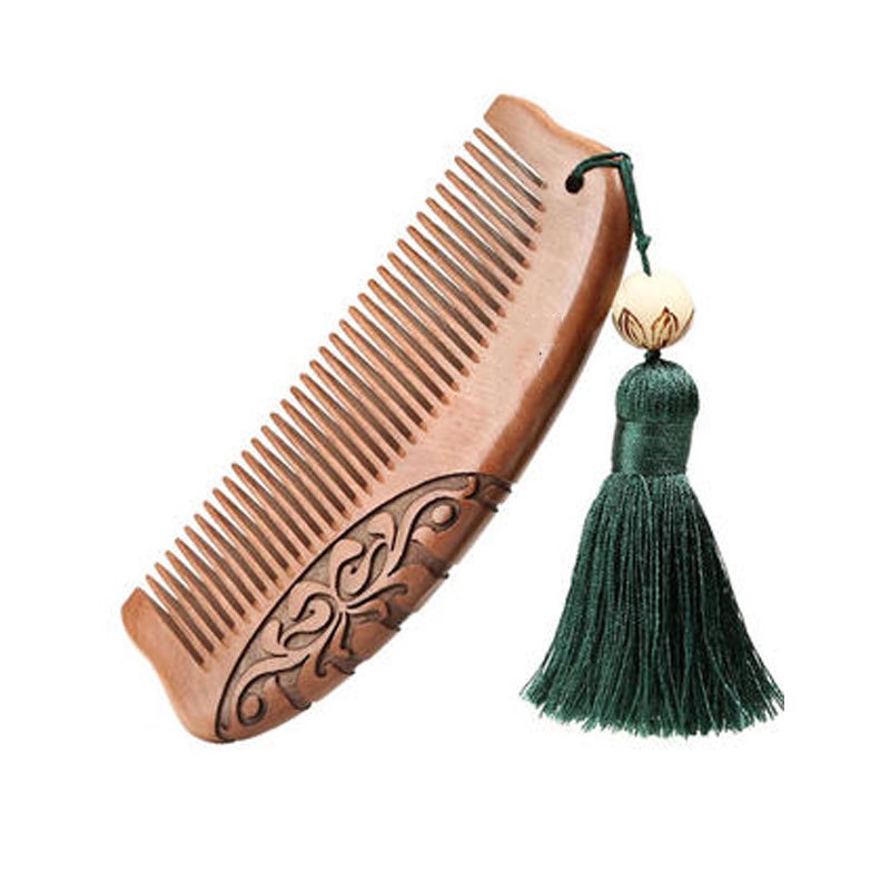 桃木梳木梳卷梳随身家用大号宽齿女教师节梳子创意简约家居家用浴室