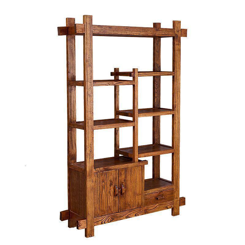 BONJEAN老榆木博古架实木中式玄关柜隔断茶叶架子置物货架书架古董展示柜 10号+7号+10号1-1.2米