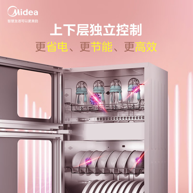 美的(Midea)消毒柜家用 厨房餐具碗柜碗筷茶杯消烘一体机 小型立式 婴儿奶瓶 77L三层 高温二星级 80G05高清大图