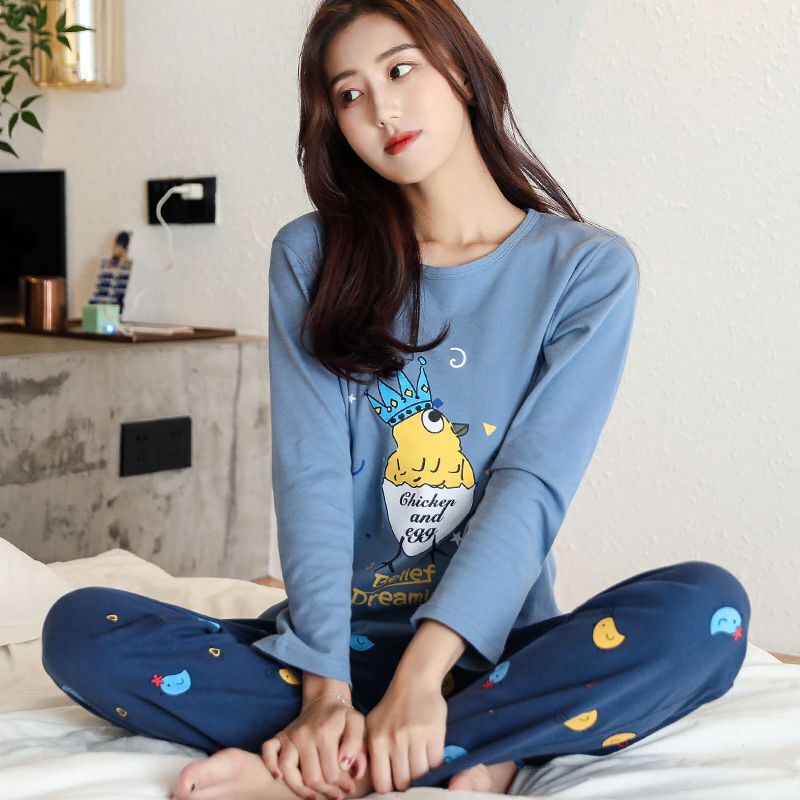 波迷娜(BOMINA)新款长袖睡衣女学生可爱韩版女士服长裤两件套装