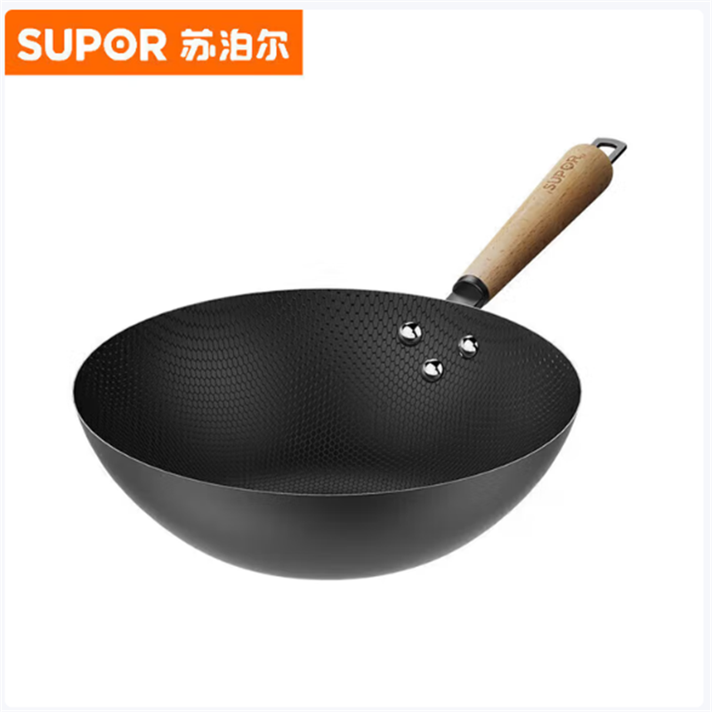 苏泊尔S臻火蜂窝铁锅 无涂层炒菜锅家用老式燃气灶明火专用蜂窝炒锅VC32RF01 /6高清大图