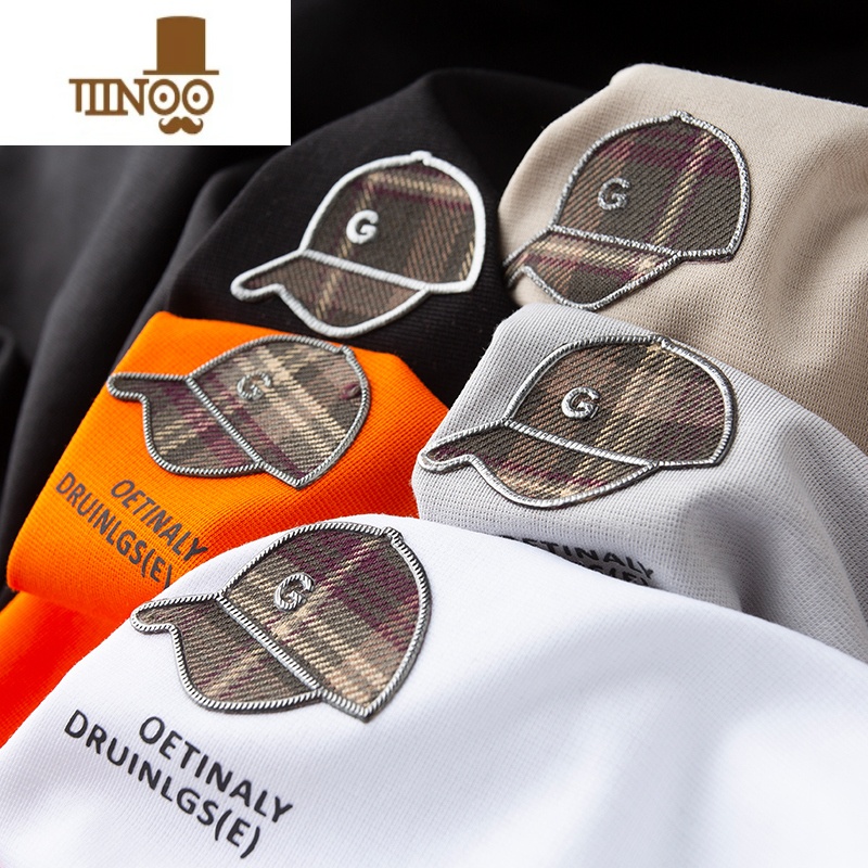 YANXU轻奢夏季薄款丝光棉压胶白色t恤男短袖修身圆领休闲半袖男士高清大图