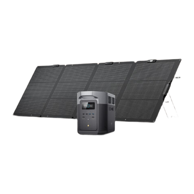 ECOFLOW正浩【德2Max+220W太阳能板套装】快充移动户外电源220V 2400W大功率大容量自驾露营