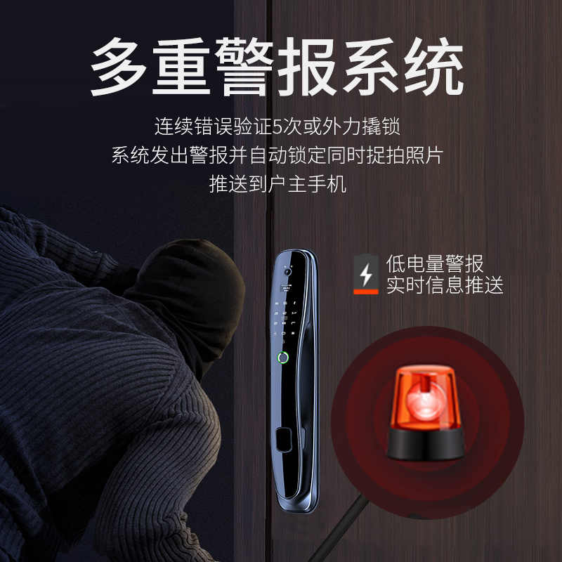 西漫客S8人脸识别智能门锁全自动指纹刷卡密码锁家用摄像头电子锁