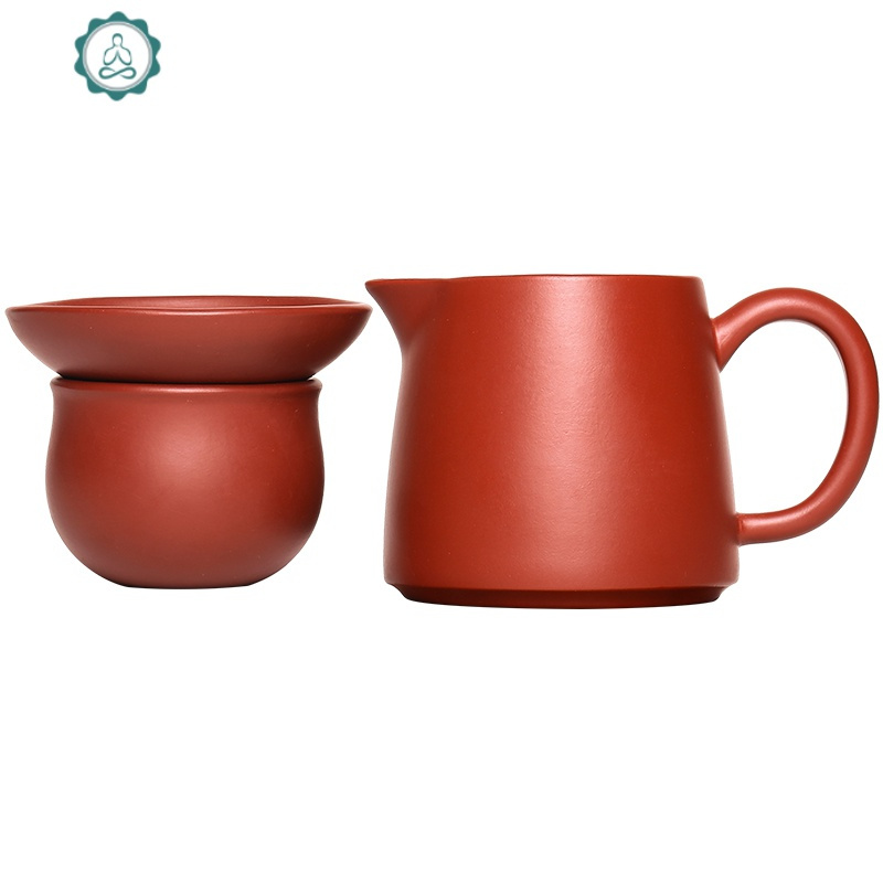 公道杯紫砂原矿大红袍全纯手工茶漏套装宜兴正宗一体非玻璃过滤网 封