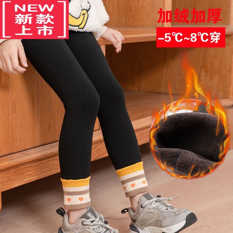 可莉允女童保暖裤加绒加厚打底裤儿童外穿棉裤秋冬季宝宝高腰休闲裤图片
