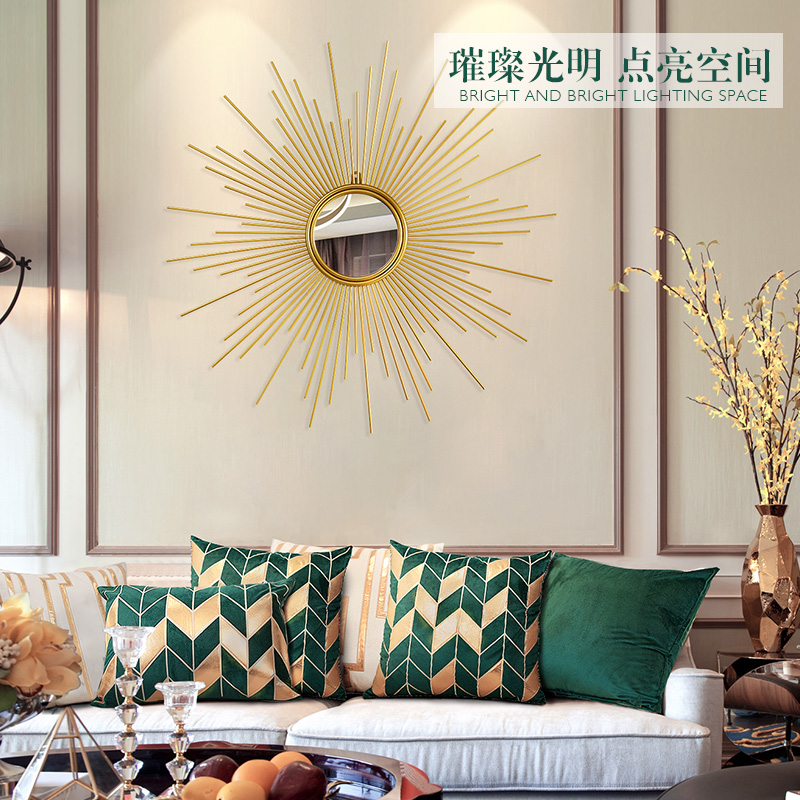 欧式壁挂轻奢太阳镜金属壁饰沙发背景墙美式玄关柜餐厅墙面装饰品 三维工匠 金属花瓣太阳镜轻奢壁挂[直径80cm]高清大图