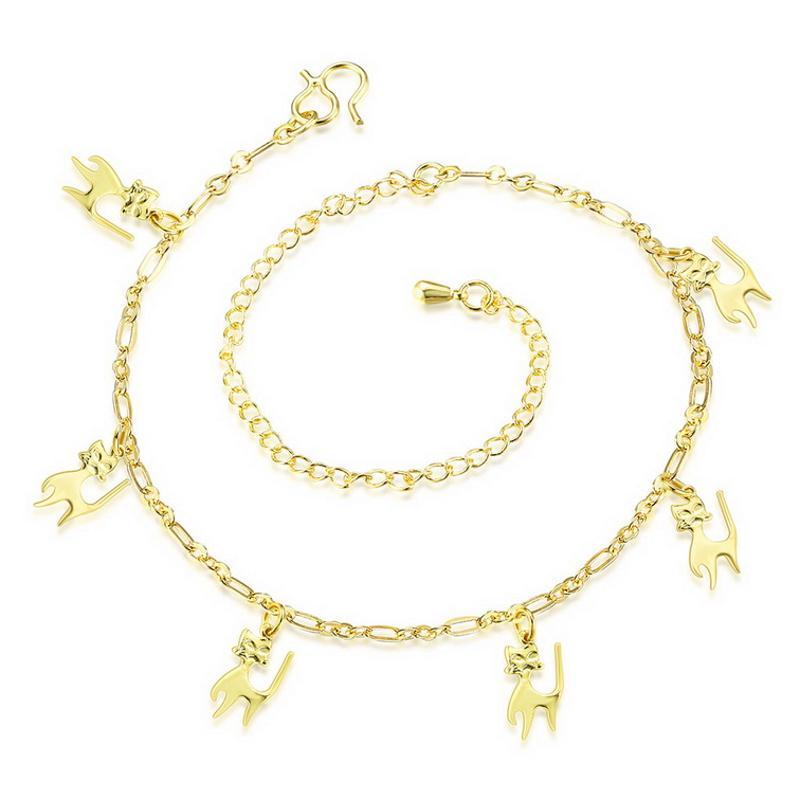 A057 Women yellow gold anklet jewelry 镀黄金色女气质脚链