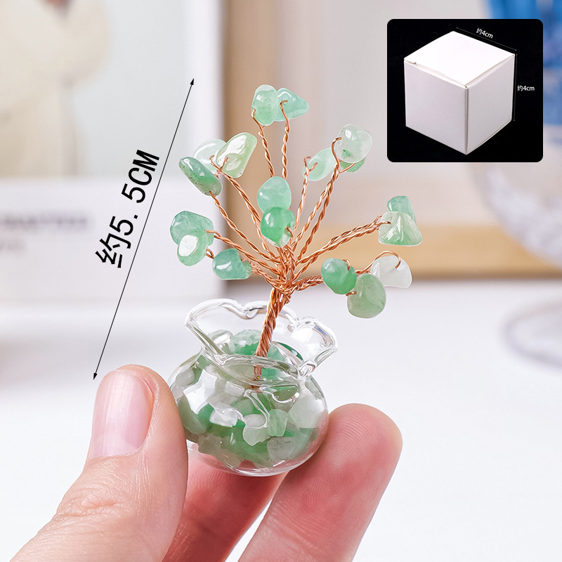 DXP 天然水晶瓶碎石发财树摆件水晶花高清大图