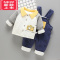可莉允秋冬婴儿棉衣套装02岁宝宝冬装棉服外出中厚背带裤棉袄两件套