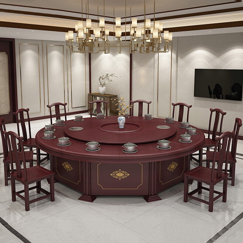 域赢酒店餐桌餐桌椅电动大圆桌饭店大圆桌自动旋转带16个电磁炉2.