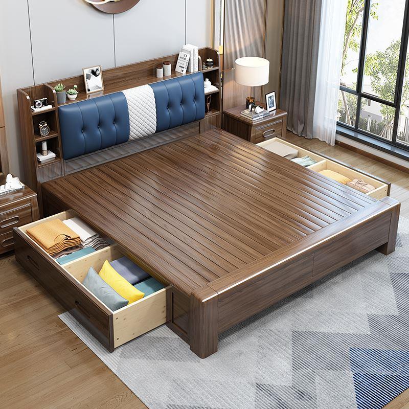 兰秀家居金丝檀木实木床18米双人床现代简约15m北欧轻奢主卧新中式床