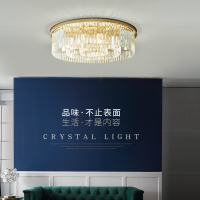 尊阁 简约现代led奢华金色水晶吸顶灯现代简约温馨客厅灯卧室厨房创意圆形个性灯具