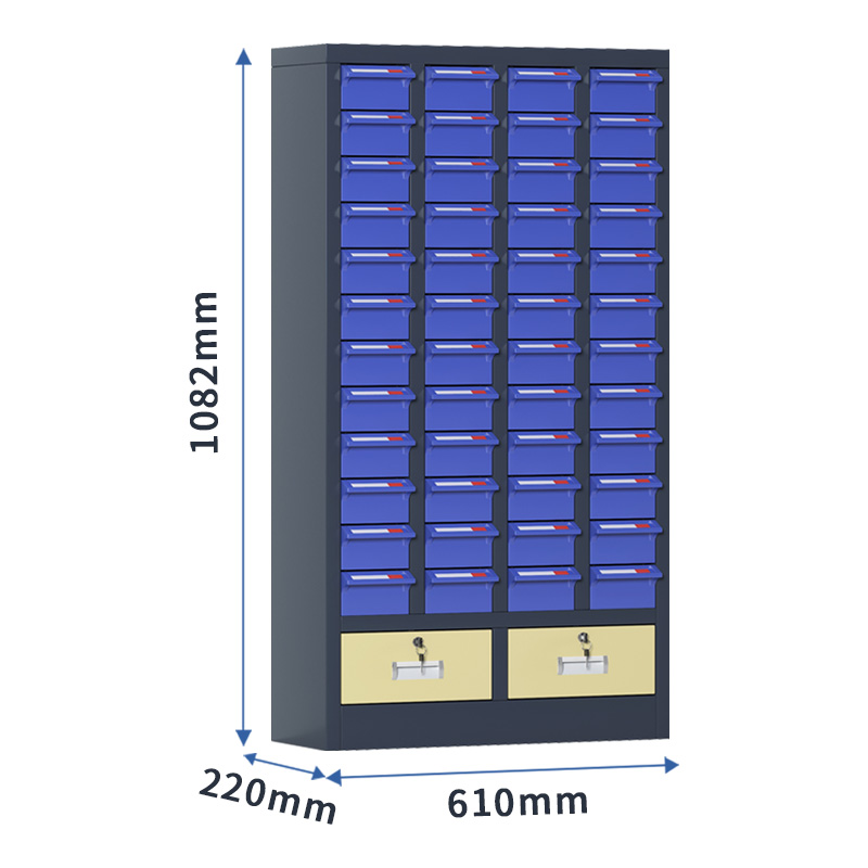 臻远 ZYLJG-W80 零件柜抽屉式工具柜电子元件柜螺丝柜物料柜 48抽蓝色无门加二斗中号高清大图