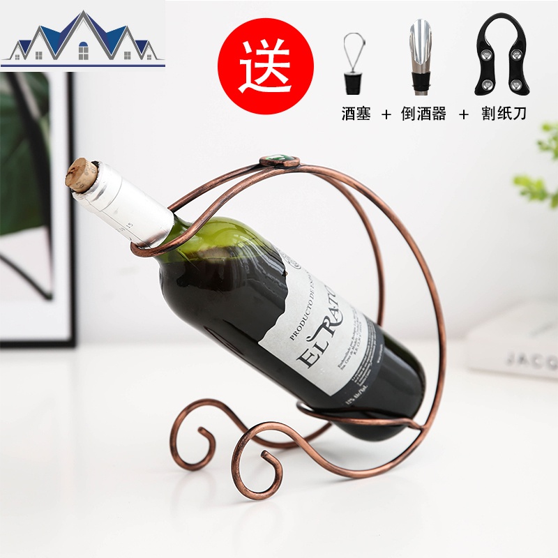 欧式红酒架家用葡萄酒架摆件红酒杯架倒挂个性创意高脚杯架酒瓶架 三维工匠收纳层架高清大图