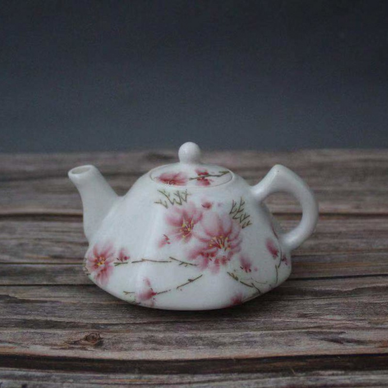 美帮汇景德镇仿古陶瓷1962年水点桃花茶壶家居装饰展柜摆件功夫茶高清大图