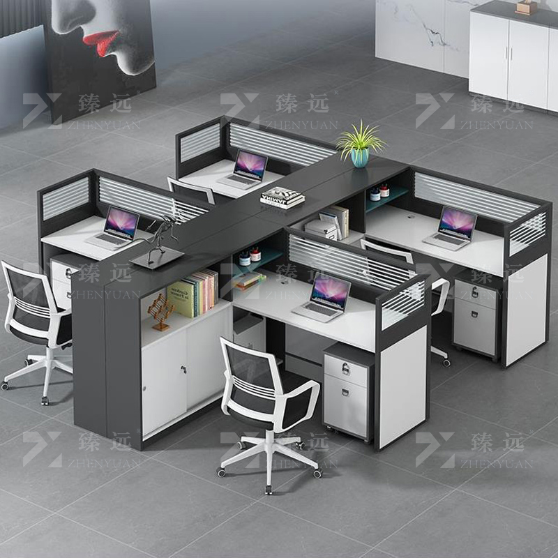 臻远 GWB-004 职员办公桌屏风桌电脑桌职员隔断工位 干型4人位可定制高清大图