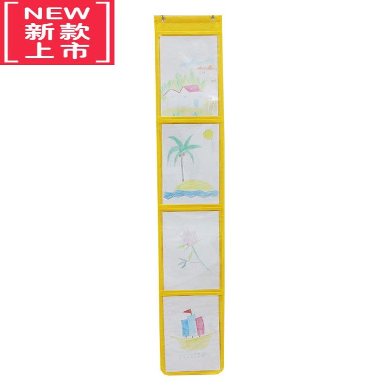 可莉允美术作品展示袋幼儿园绘画书袋a4竖版画画收纳袋透明图书挂墙挂袋图片