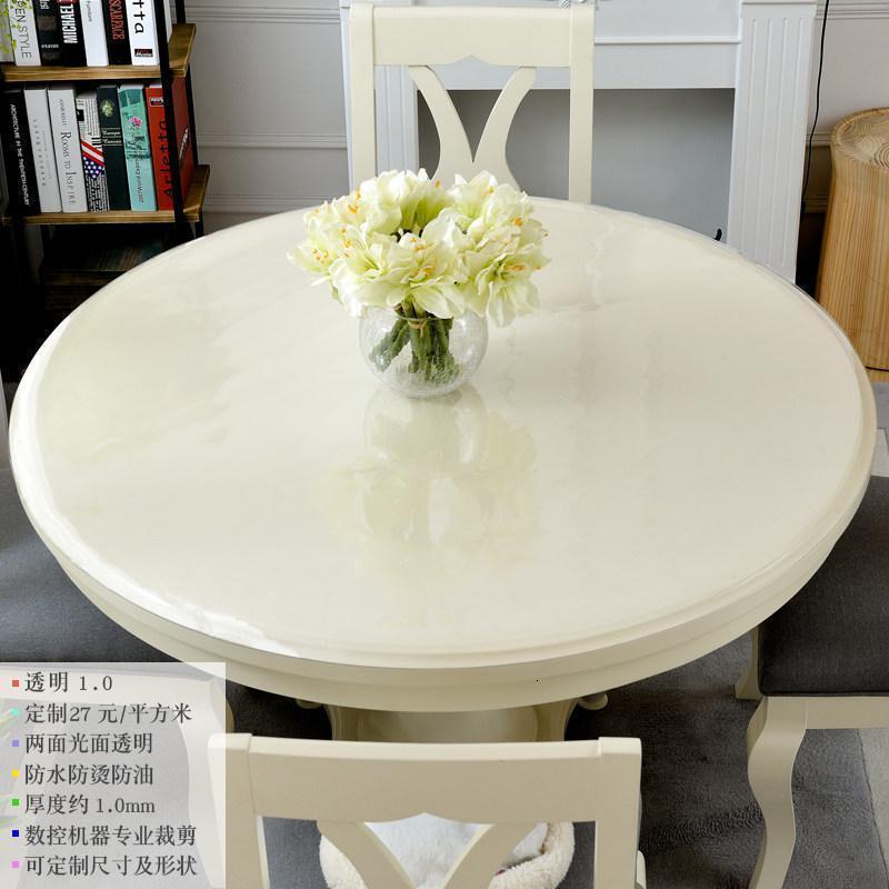 家柏饰(CORATED)饭店餐桌布圆形小大圆桌桌布防水防烫防油免洗pvc软玻璃桌垫台布高清大图