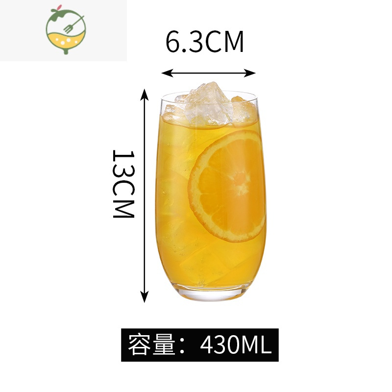 YICHENGins网红玻璃杯果汁杯饮品杯气泡水杯冷饮杯酸奶杯莫吉托鸡尾酒杯 430ml 玻璃材质