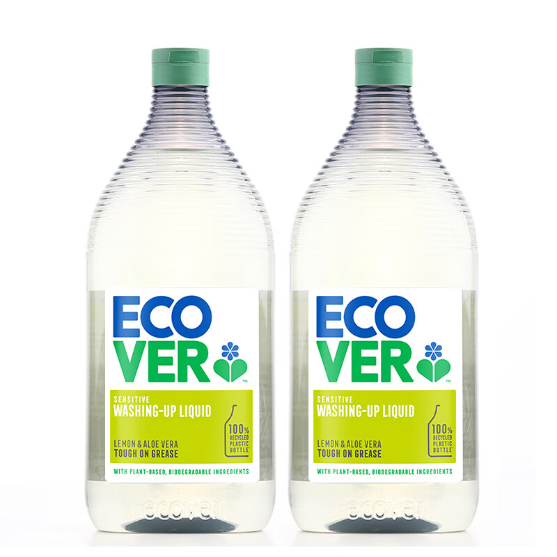 ECOVER洗洁精 柠檬芦荟配方 950ml*2 原装进口 植物提取无残留 清洗果蔬高清大图