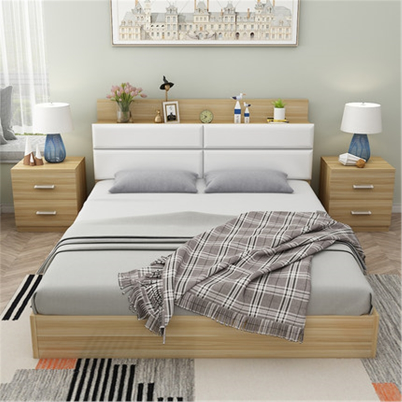 现代简约板式床1米2榻榻米1.8米出租双人床1.5米收纳床高箱储物床