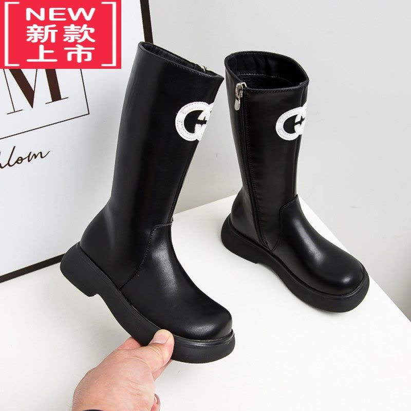 可莉允C家洋气小香风靴儿童靴女童欧版高筒中长靴长筒马丁加绒靴子图片