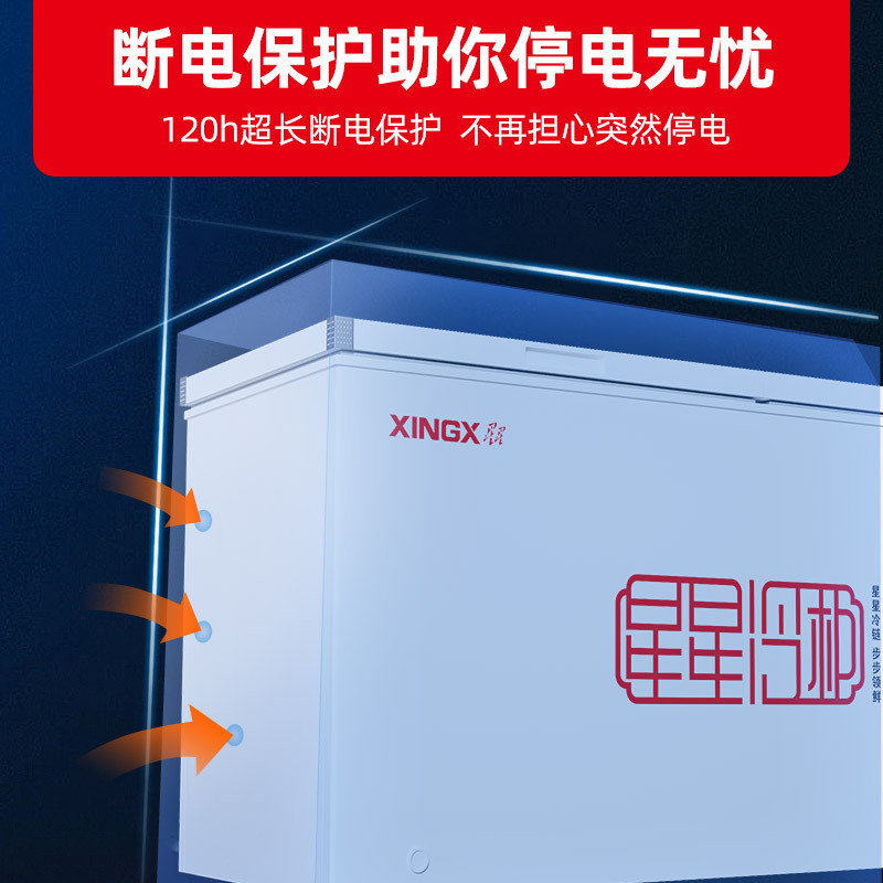 星星(XINGX)500升 商用冰柜冷藏保鲜强劲冷冻超市便利店大容量节能省电家商两用单温冷柜 BD/BC-500R