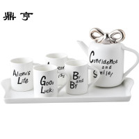 鼎亨蝴蝶结泡茶壶陶瓷茶壶家用凉水壶茶杯整套茶具套装结婚礼品摆