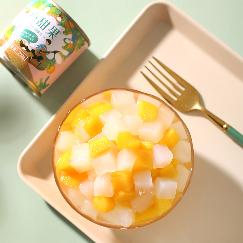 汇尔康hr小甜果什锦罐头200gx4罐新鲜什锦水果罐头黄桃椰果即食休闲