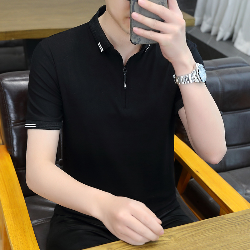 啄木鸟纯棉polo衫短袖男士夏季新款高端翻领时尚修身商务休闲上衣高清大图