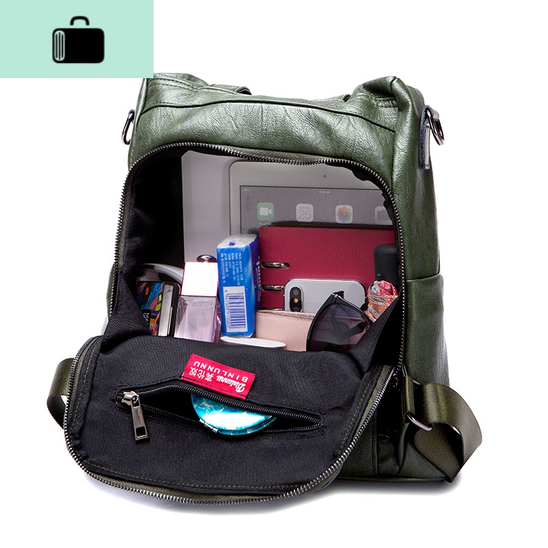 皮双肩包女2020新款潮时尚百搭简约大容量牛皮女士旅行防盗背包NEW LAKE高清大图