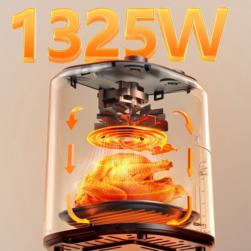 美的450W智能控温空气炸锅MF-KZE4501BD健康低脂烹饪便捷易洁高清大图