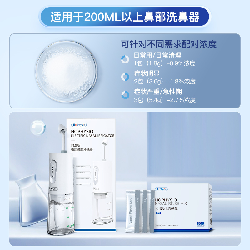 何浩明 洗鼻盐儿童成人生理盐水洗鼻器用洗鼻剂通鼻氯化钠独立包装1.8g×30包/盒