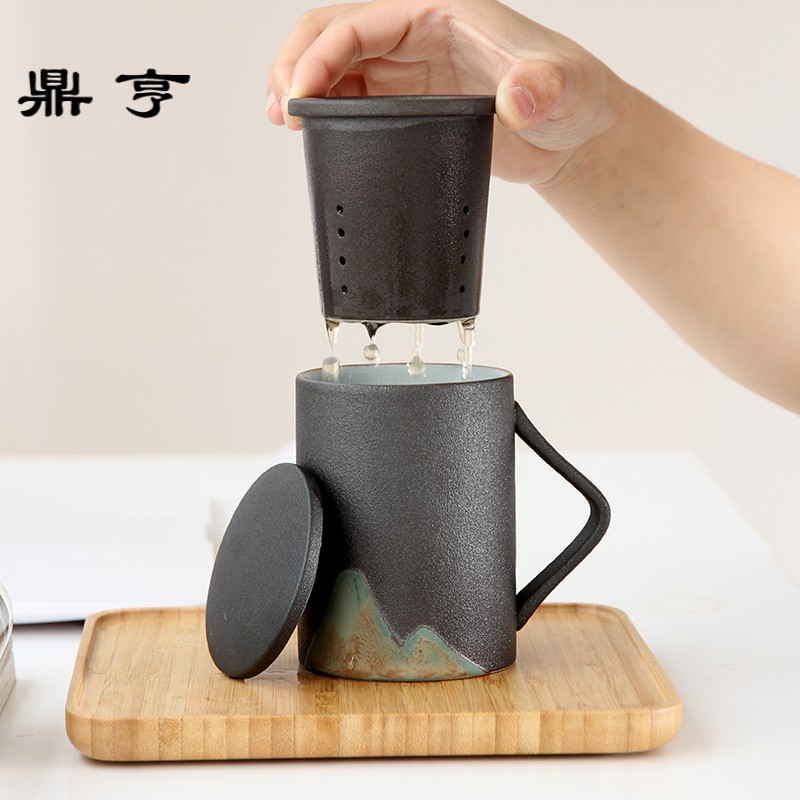 鼎亨复古茶杯陶瓷过滤内胆带盖耐热瓷器分离办公家用个人杯茶楼水