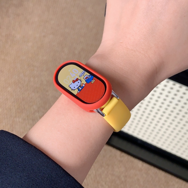 适用于小米手环10表带9/8可爱表带一体式硅胶磁吸系列7/6/5/4/3NFC版腕带独特工字硅胶磁吸通用10代3264高清大图