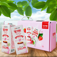 韩国进口 宾格瑞草莓味牛奶饮料 200ml*12香滑口感