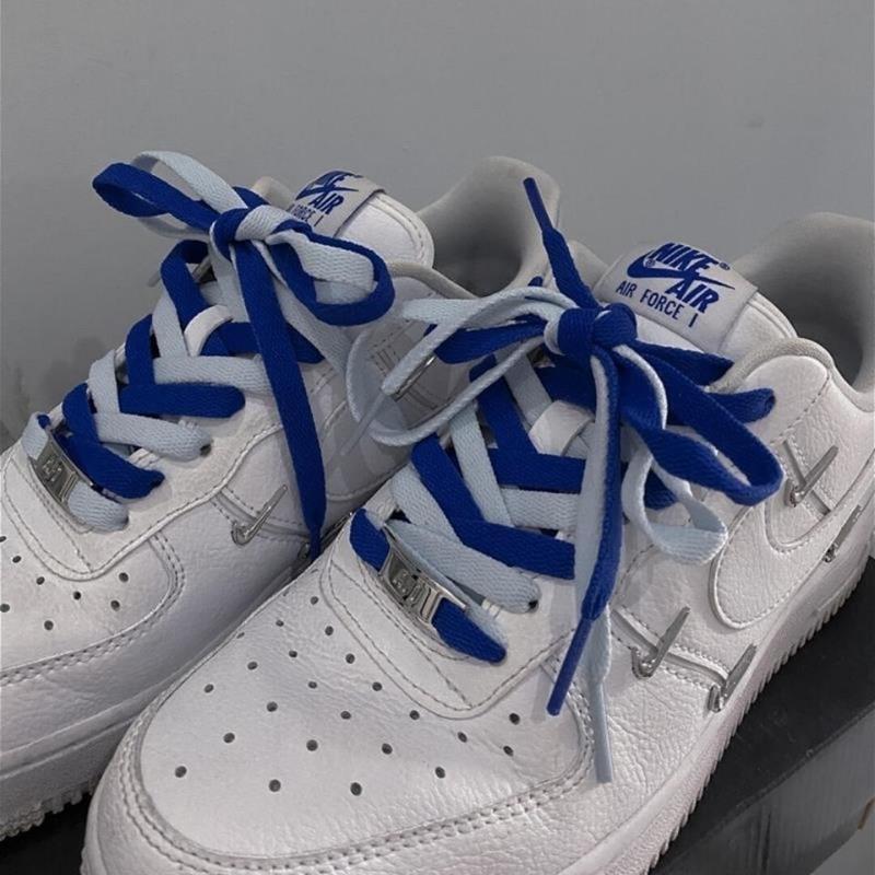 适配af1耐克空军一号四钩白蓝鸳鸯马卡龙果冻aj1男女四勾蓝色鞋带宝