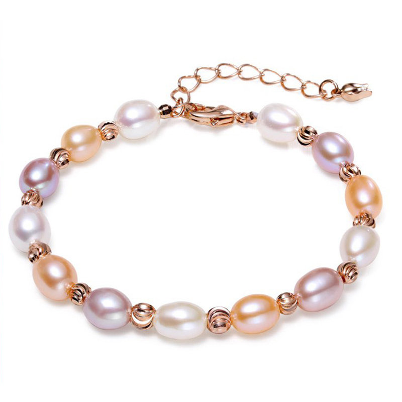 [ 新品特惠 多色可选]天然淡水珍珠混彩手链6-7mm时尚典雅款zr-421121