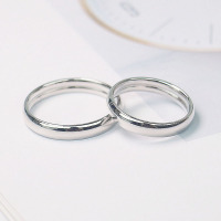 韩版S925纯银百搭简约对戒指环光圈银戒指闺蜜对戒免费刻字尾戒 7号内周长约47mm