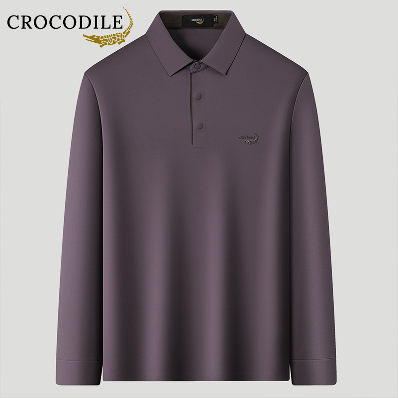 鳄鱼恤CROCODILE 专款男士商务长袖polo衫秋冬舒适柔软休闲T恤高清大图