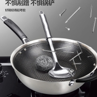 爱仕达(ASD)炒锅不粘锅燃气灶加厚复合钢家用电磁炉炒菜锅 304不锈钢蜂窝防粘 不锈钢炒锅 CC36E2Q- 36cm
