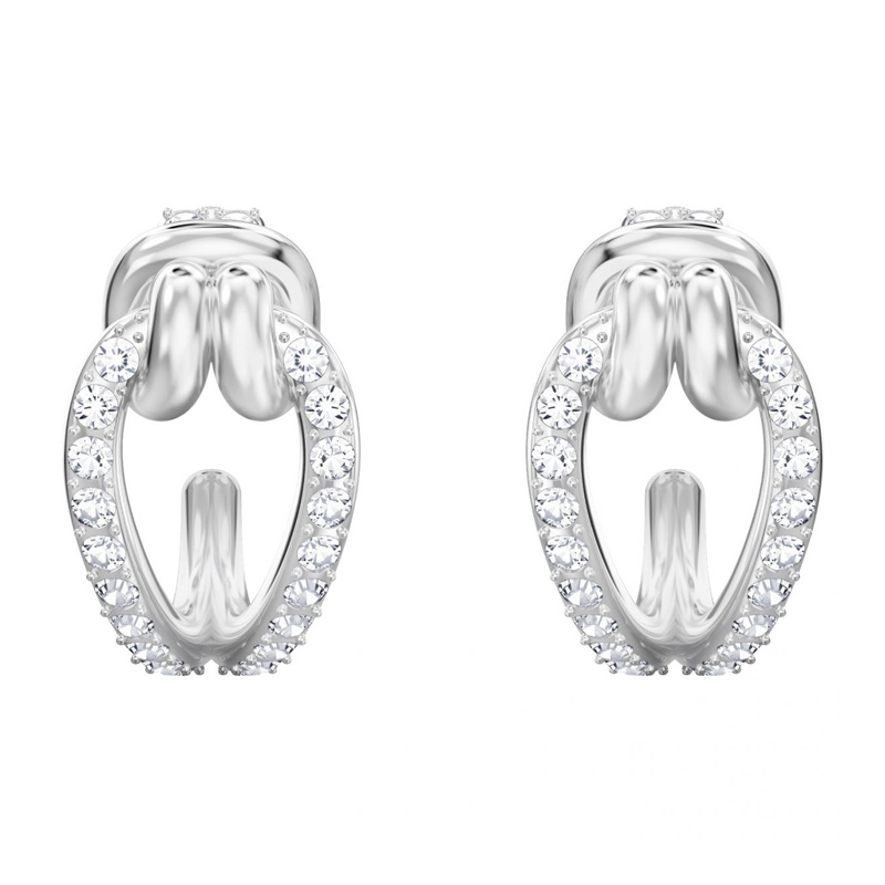SWAROVSKI LIFELONG镀白金色细码耳环
