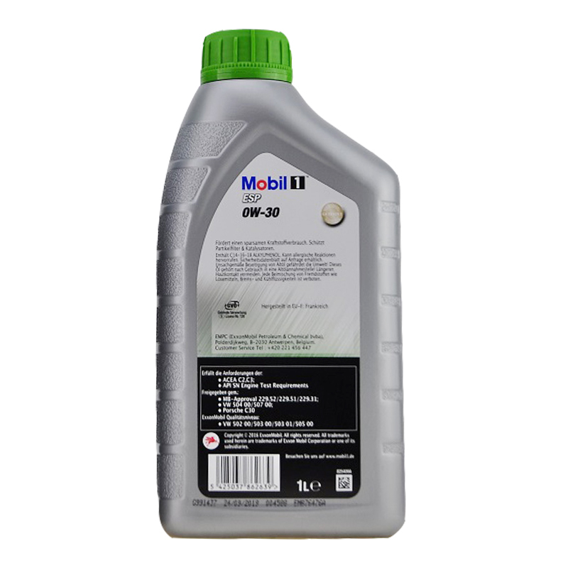 [环保ESP] 欧洲进口 Mobil美孚1号全合成机油 ESP 0W-30 C3 SN级 1L