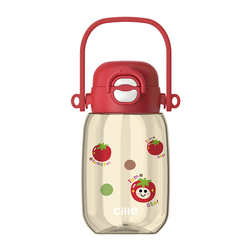 希乐Cille儿童水杯大容量运动吸管水杯女士中小学生夏季ppsu便携杯子 红色