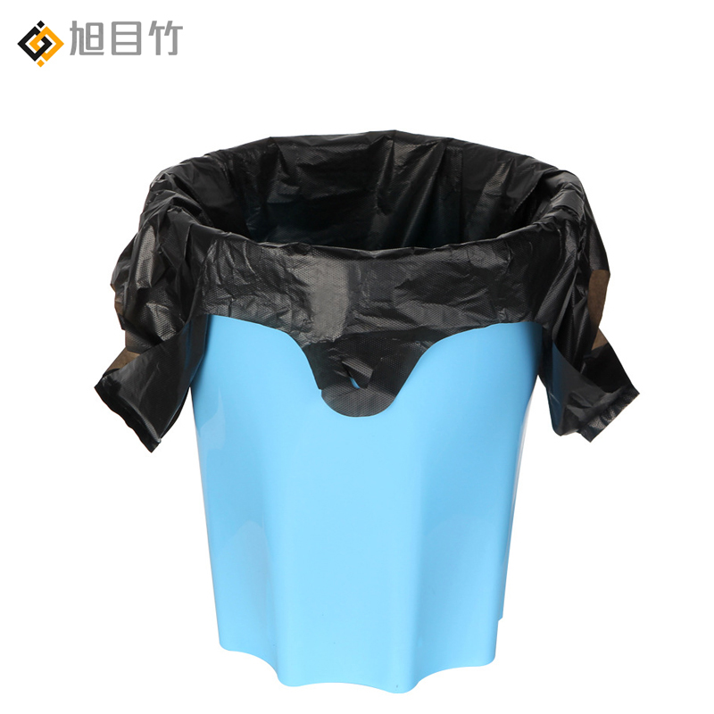 旭目竹 手提背心式黑色一次性加厚垃圾袋 宽36*55cm 个高清大图