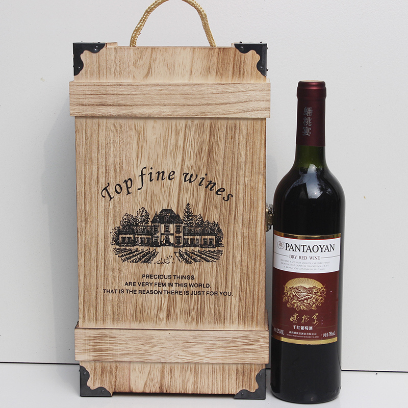 红酒盒子双支包装盒实木木质酒盒葡萄酒盒子双只木箱定制红酒木盒京兰家居 